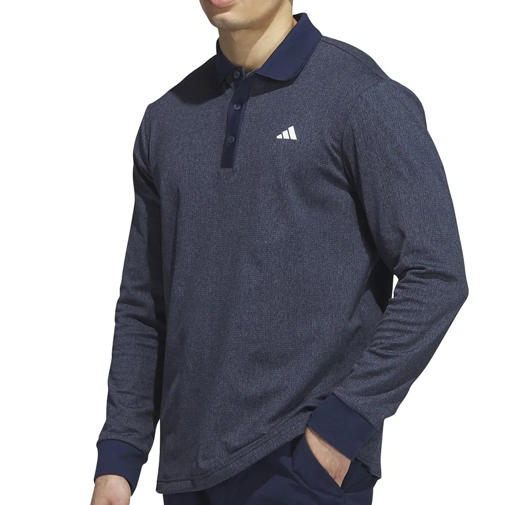 adidas Essentials Long Sleeve Polo Shirt - Collegiate Navy Melange