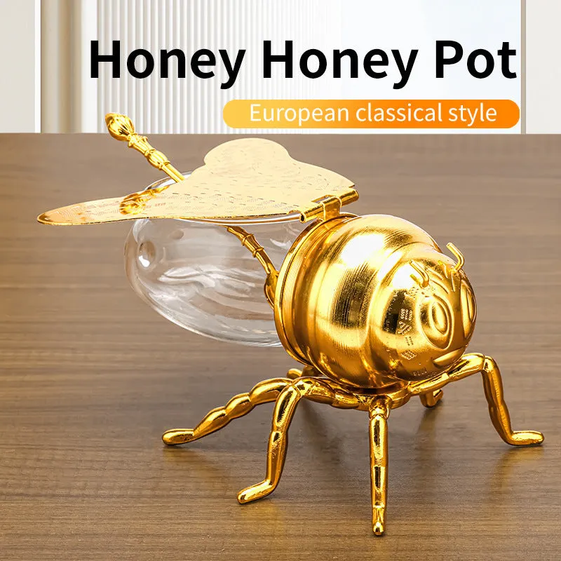 Bee Shaped Honey Jar With Spoon Versatile Novelty Container Condiment Pot For Condiments Oil Kitchen Festive Parties Kitchen Gadgets