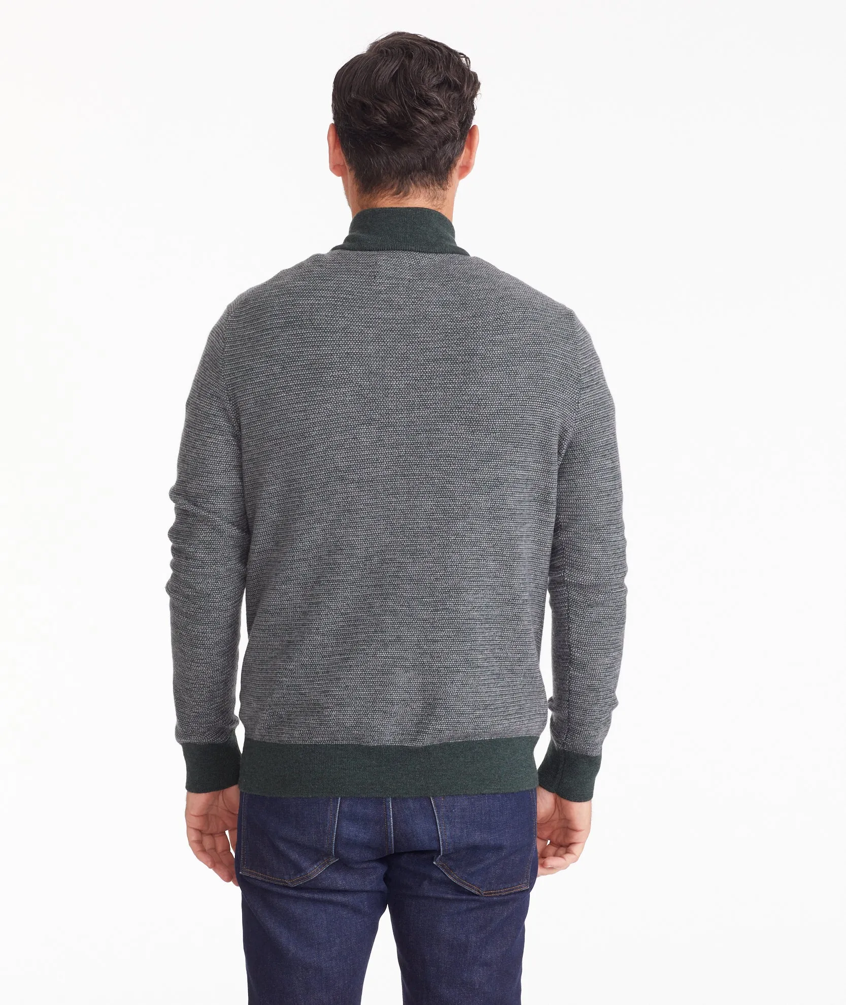 Birdseye Merino Wool Quarter-Zip Sweater