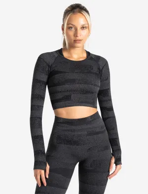 Boost Seamless Long Sleeve Crop Top - Black