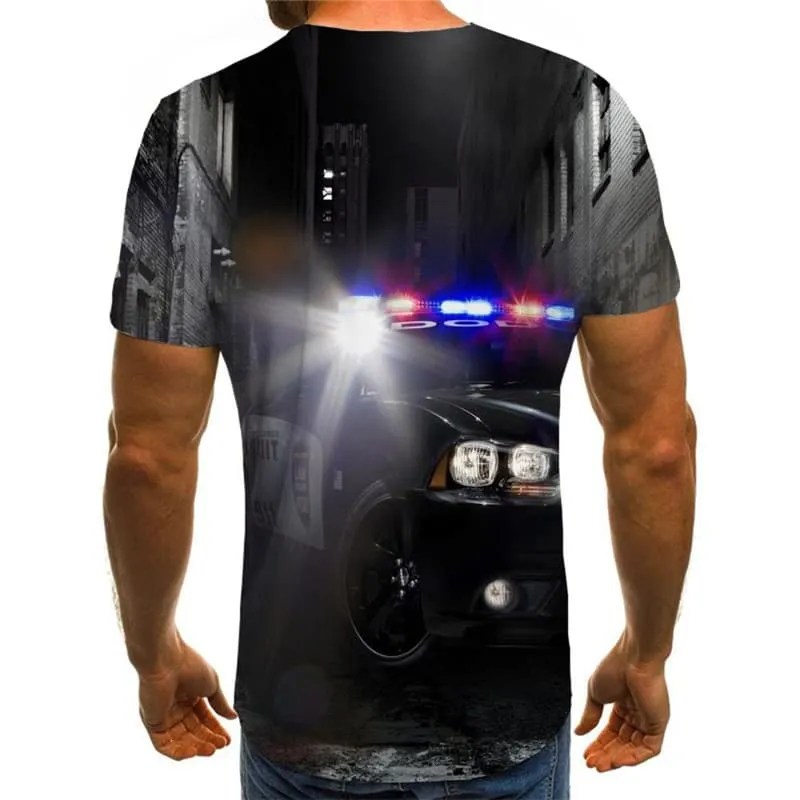 Car T shirt Men Policemen T-shirts 3d Night Shirt Print Harajuku Funny T shirts