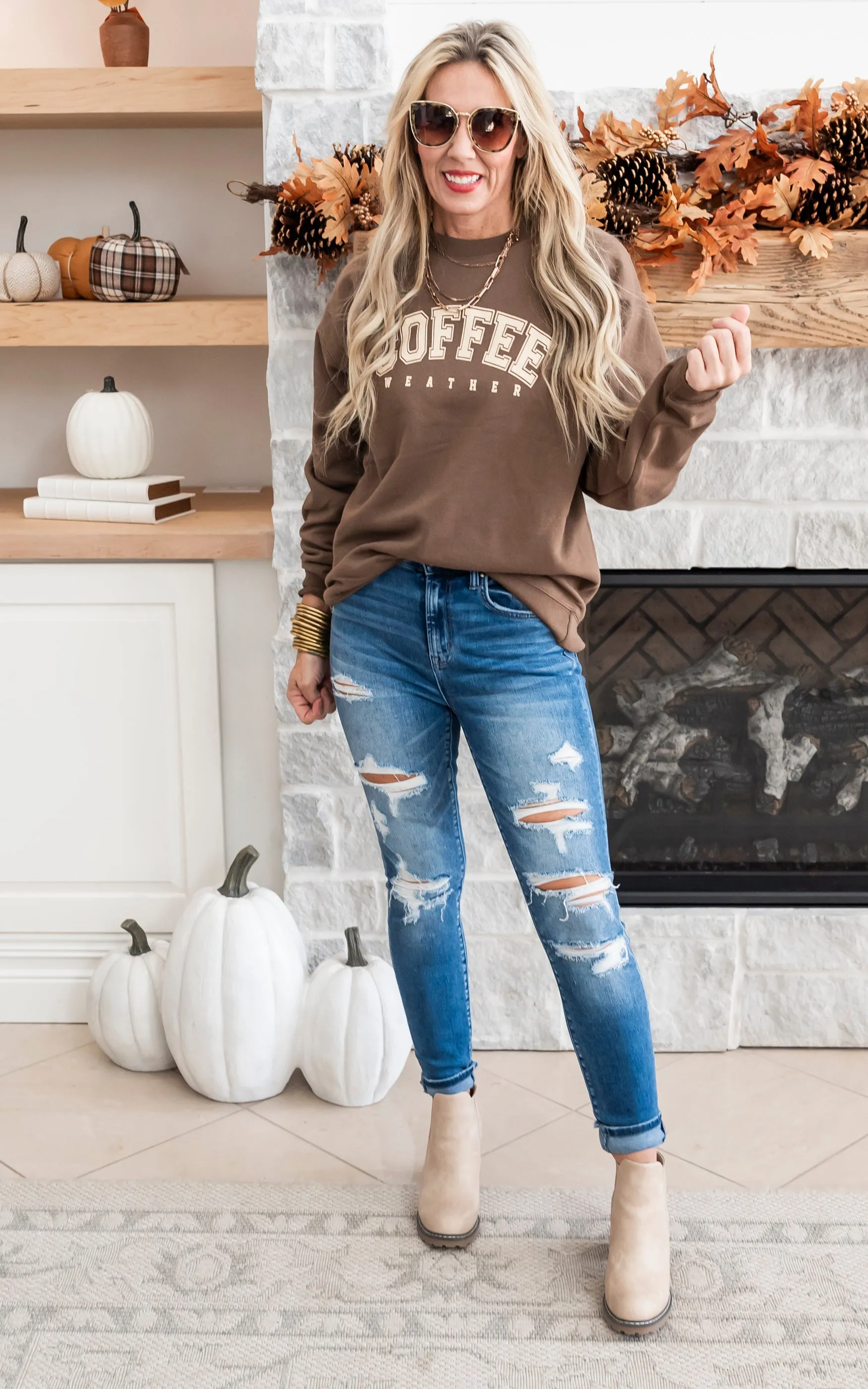 Coffee Weather Crewneck Sweatshirt**