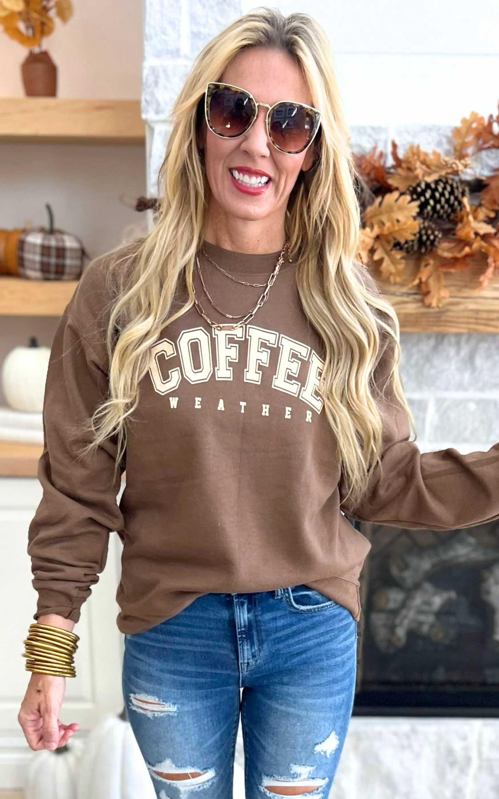 Coffee Weather Crewneck Sweatshirt**