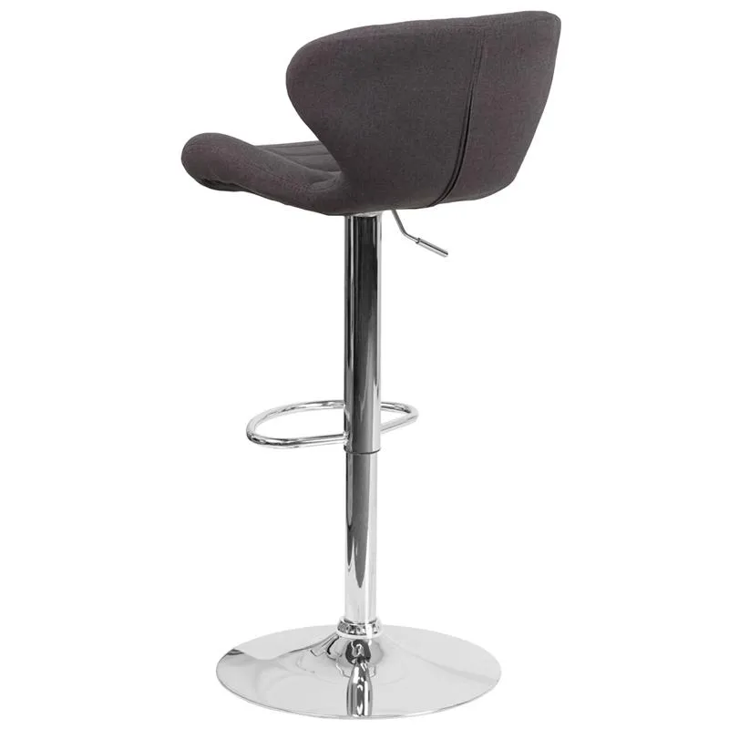 Contemporary Charcoal Fabric Adjustable Height Barstool With Curved Back And Chrome Base By Flash Furniture