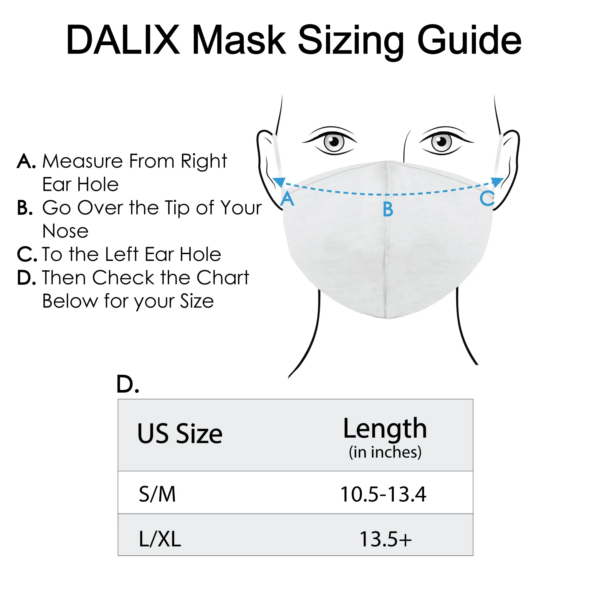 DALIX Cloth Face Mask Reuseable Washable Made in USA - S-M , L-XL Size (5 Pack)