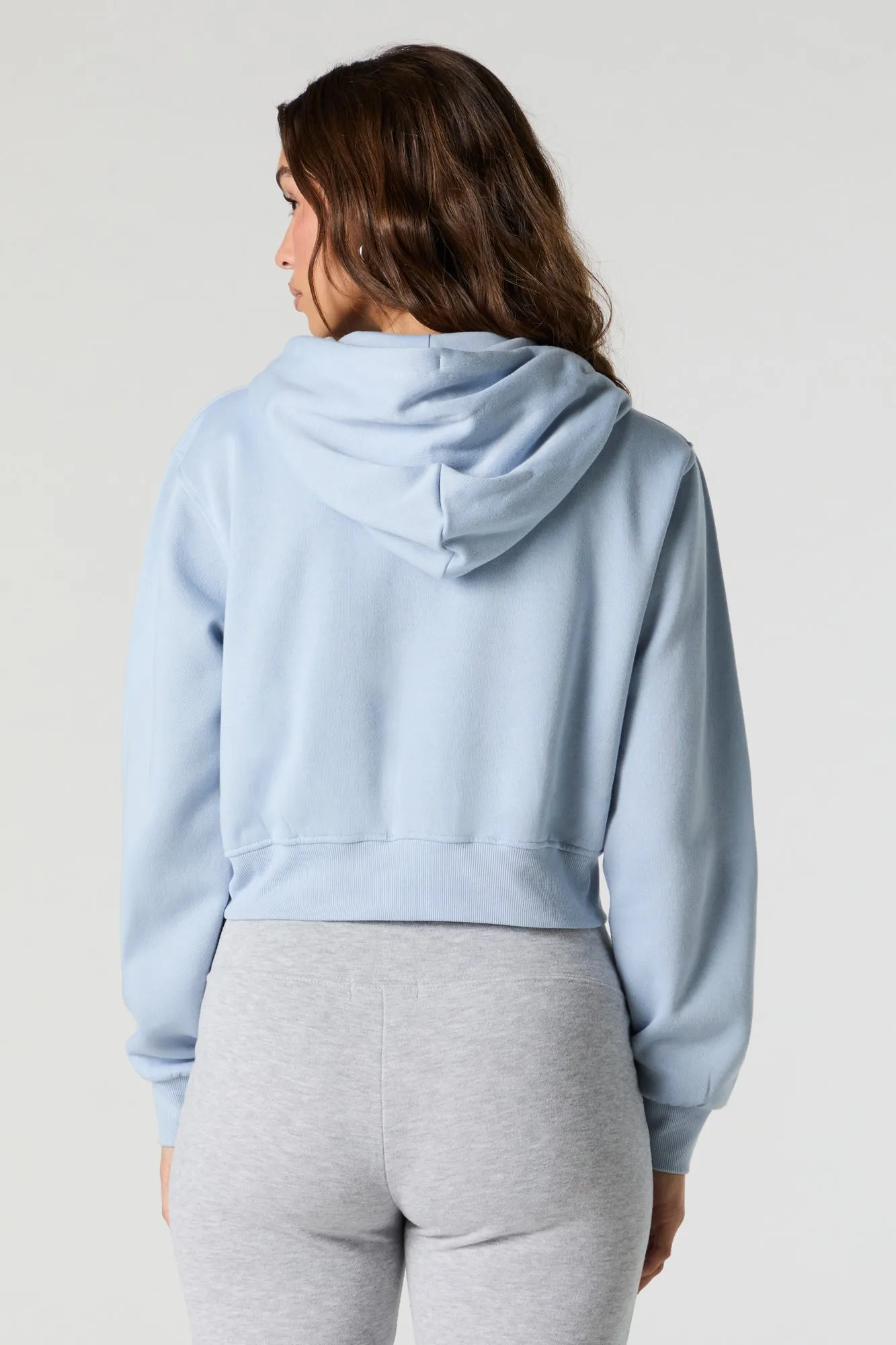 Destination Embroidered Zip-Up Cropped Hoodie