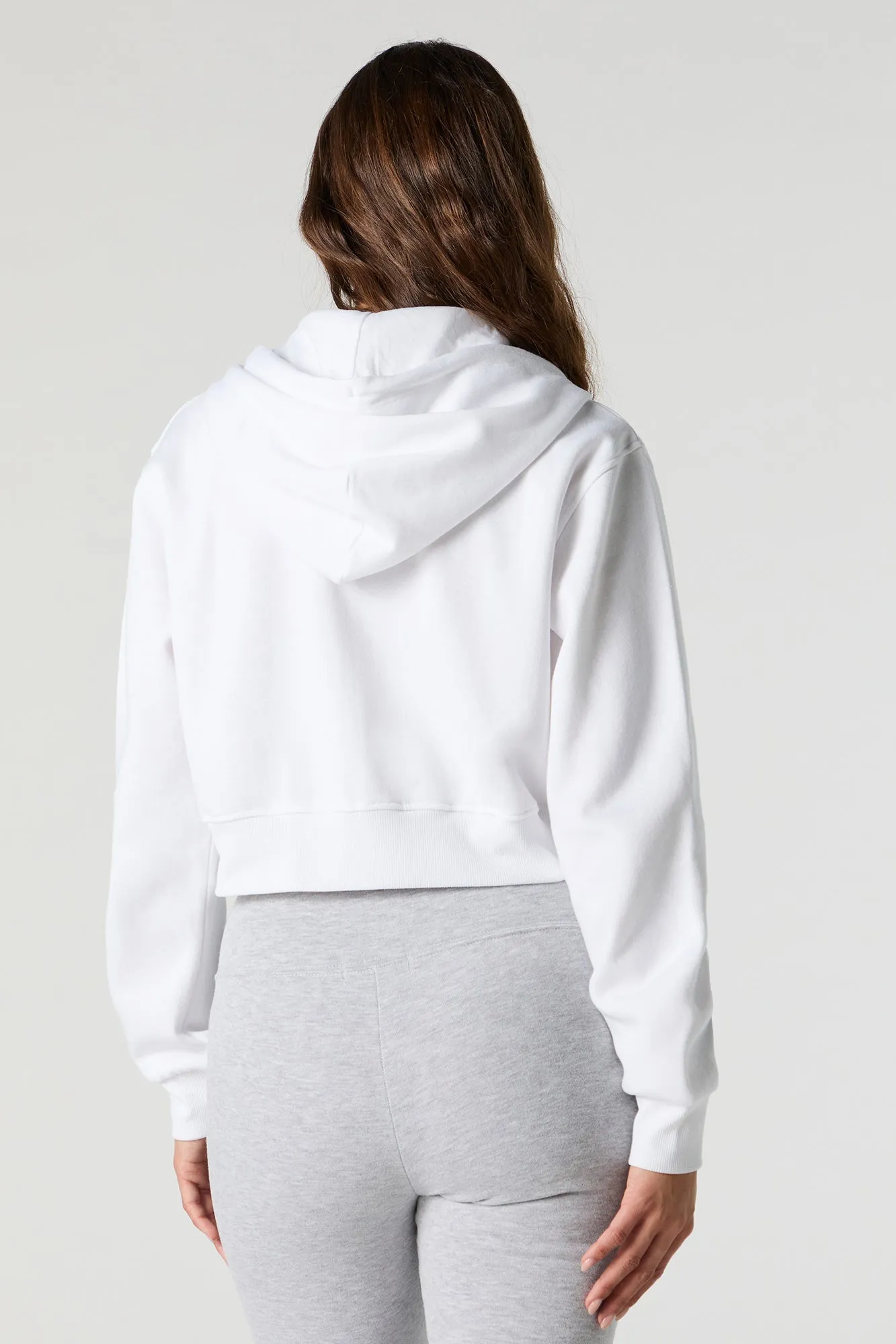 Destination Embroidered Zip-Up Cropped Hoodie