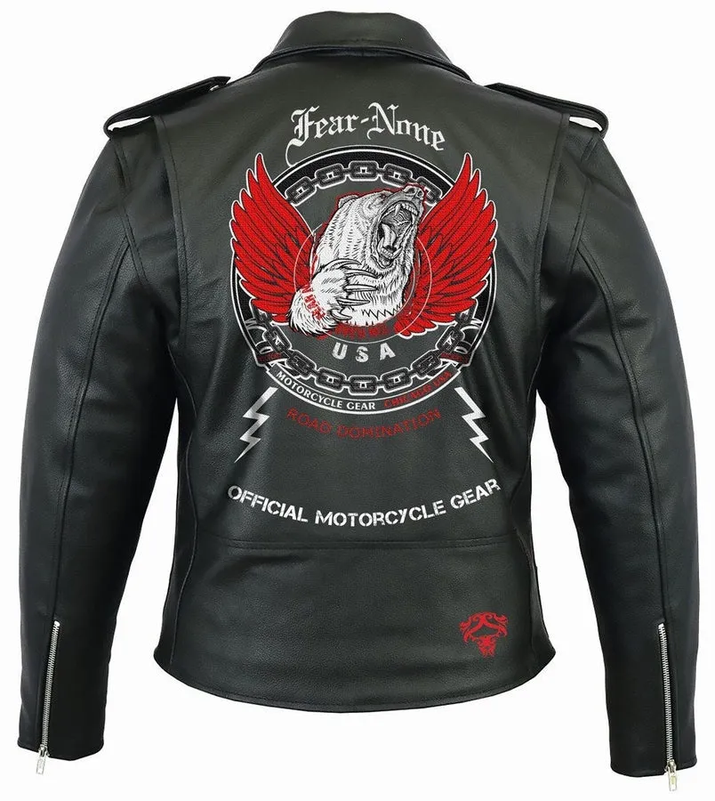 Flying Bear Rider Leather Highway Jacket