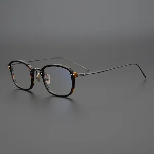 Gatenac Unisex Full Rim Square Acetate Titanium Frame Eyeglasses Gxyj330