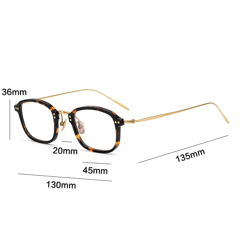 Gatenac Unisex Full Rim Square Acetate Titanium Frame Eyeglasses Gxyj330