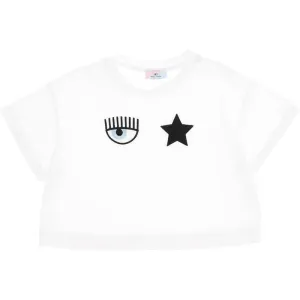 Girls White Eye Star T-Shirt