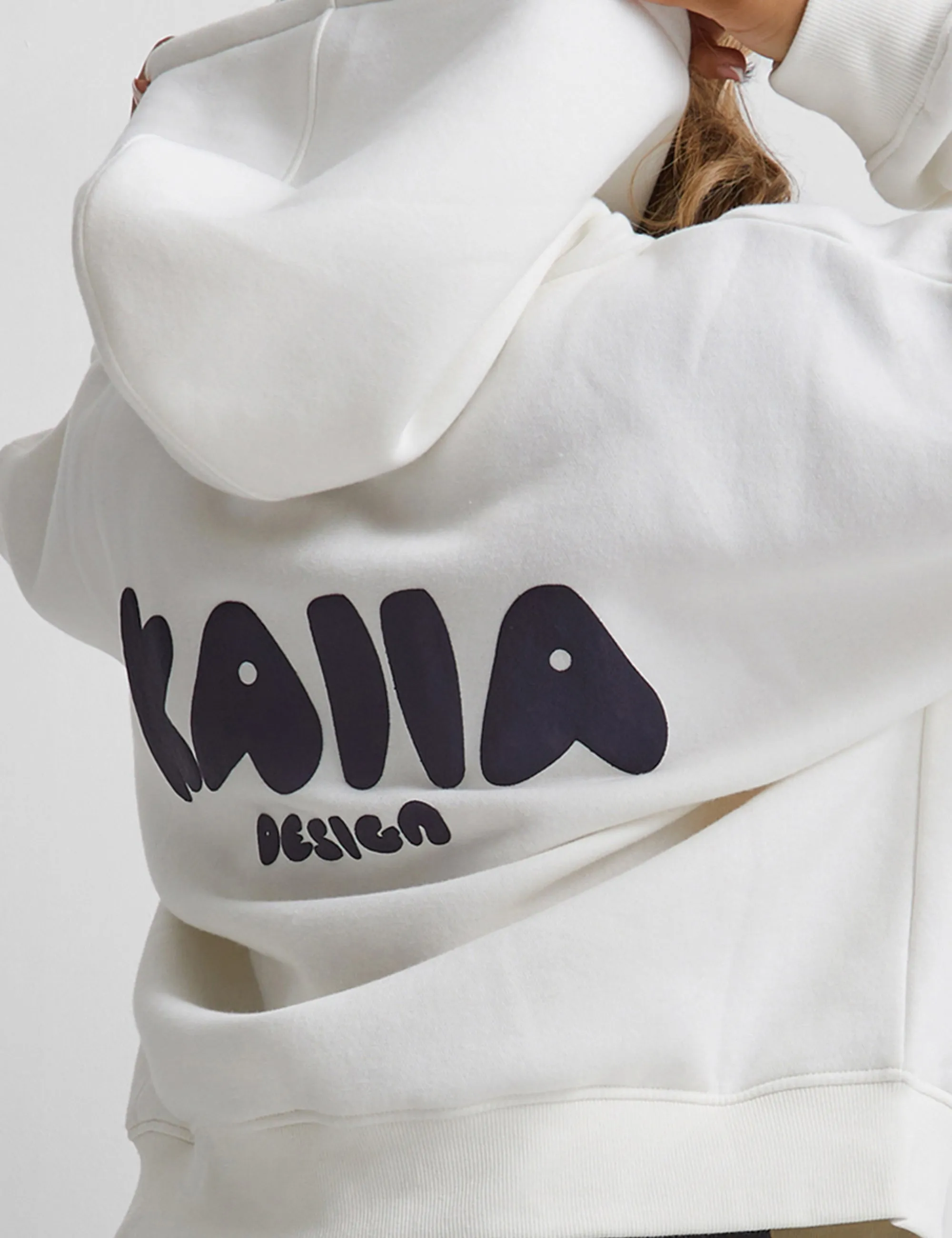 Kaiia Design Bubble Graphic Oversized Hoodie Ecru