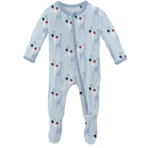 KicKee Pants Illusion Blue Balloon Giraffe Footie with Zipper