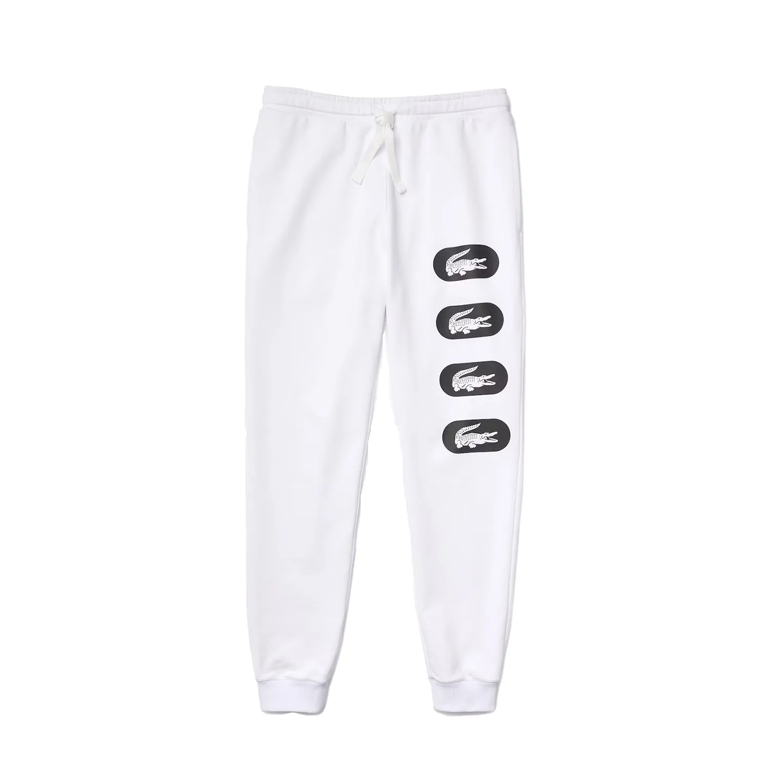 Lacoste Crocodile Print Men's Fleece Pants White-Black