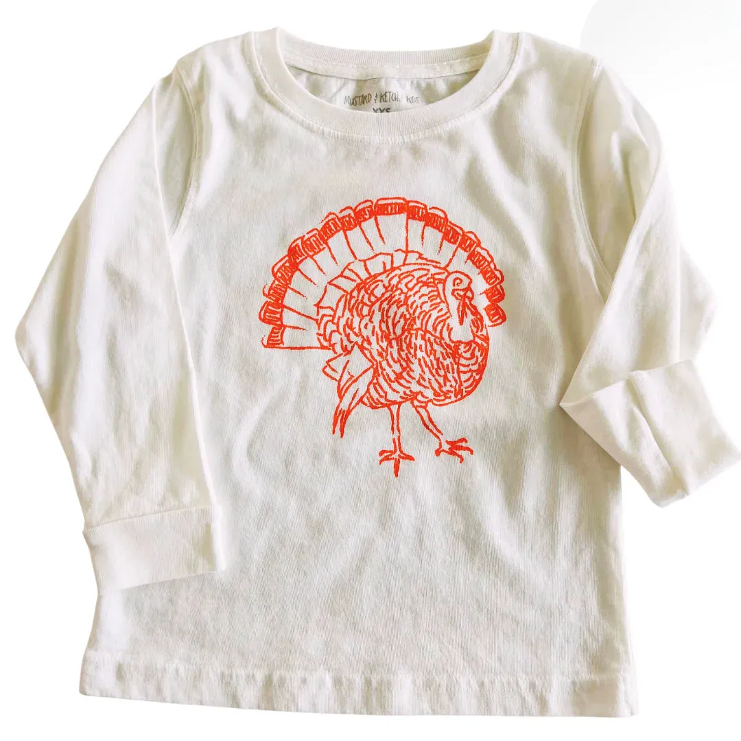 Long Sleeve White Turkey T-Shirt