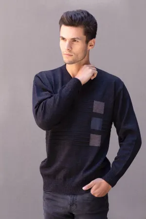 Men's V Neck Pullover With Square Pattern