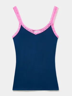 Midnight neon pink lace cami