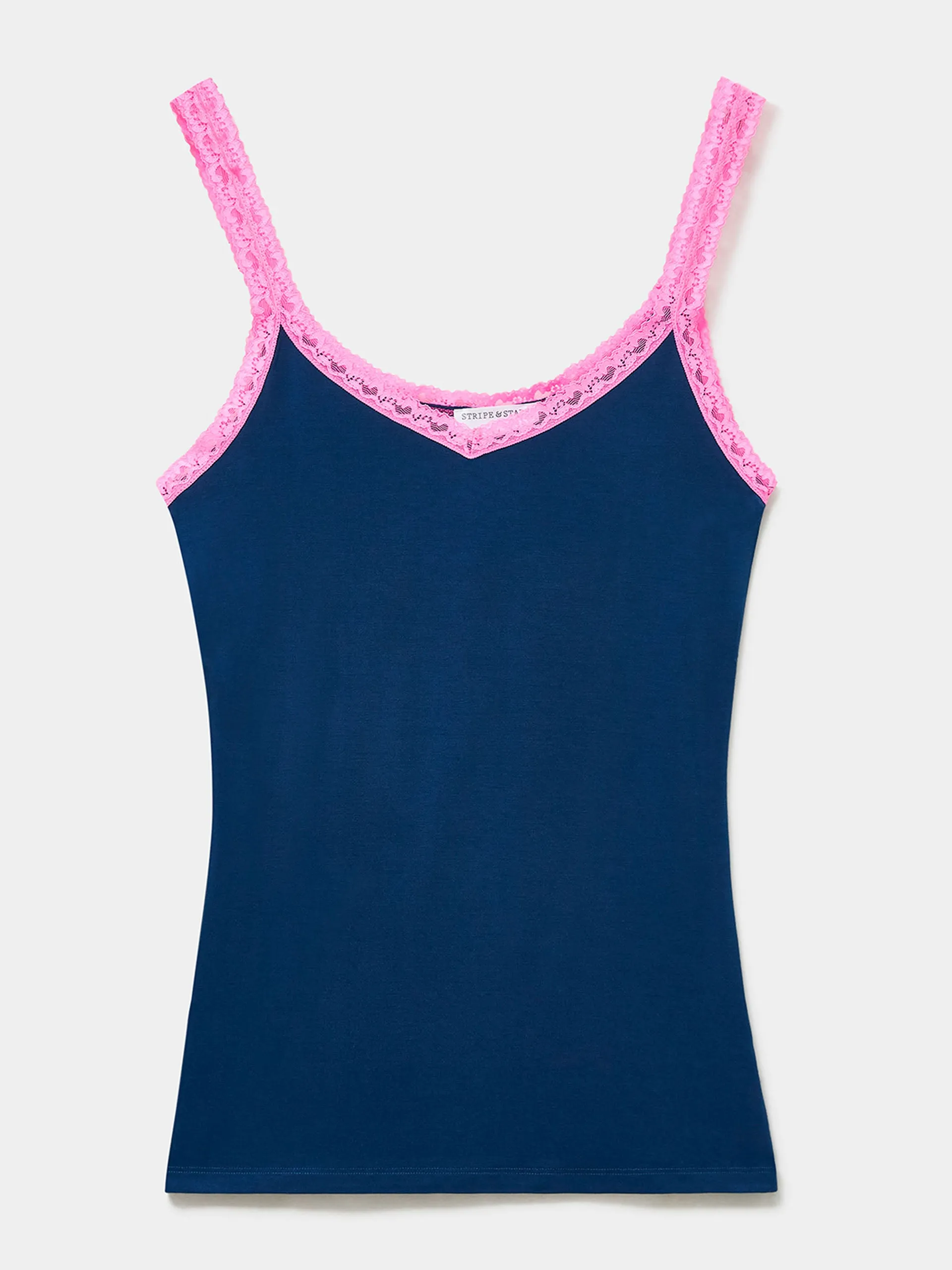 Midnight neon pink lace cami