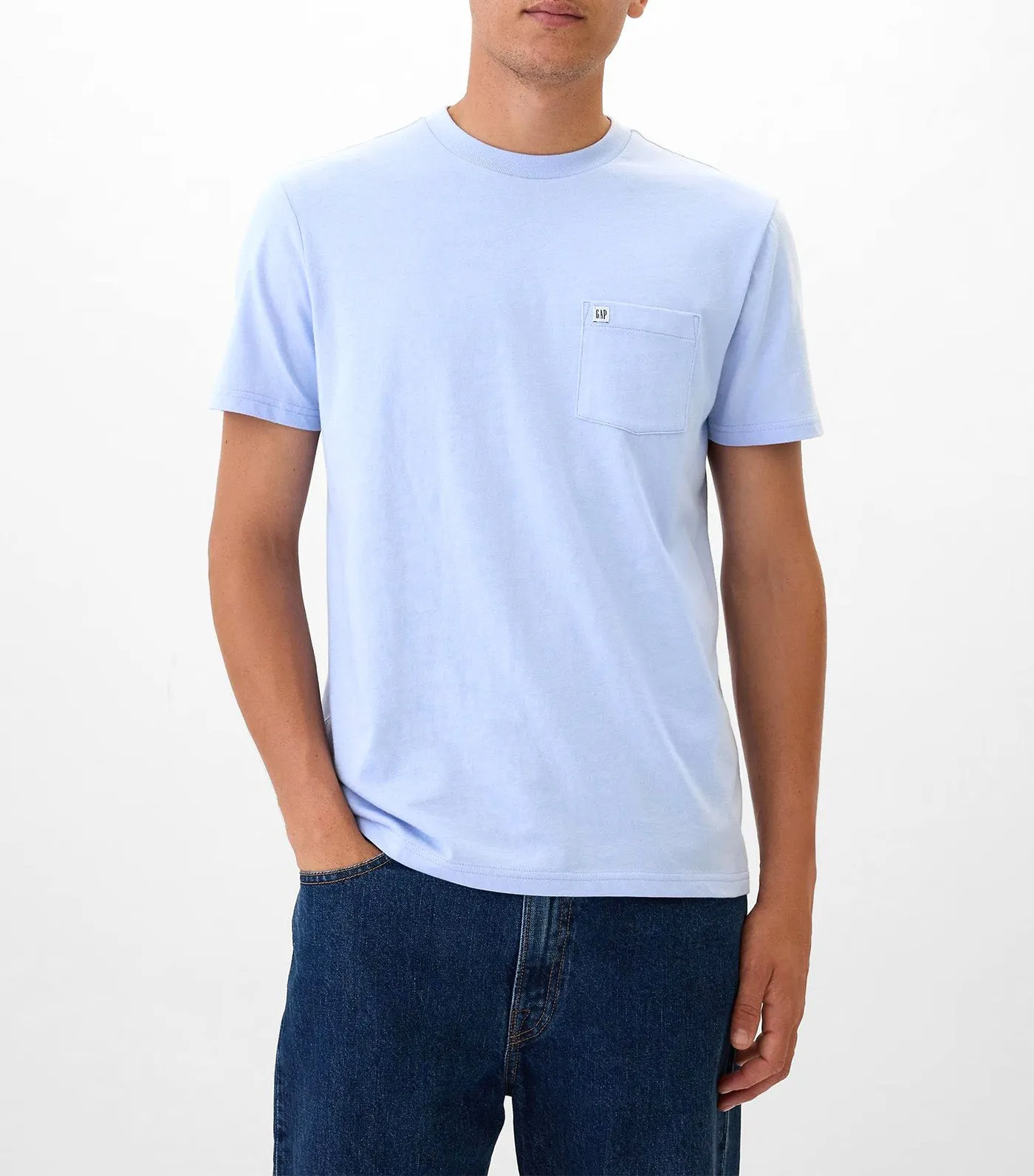 Organic Cotton Pocket T-Shirt Blue Crystal