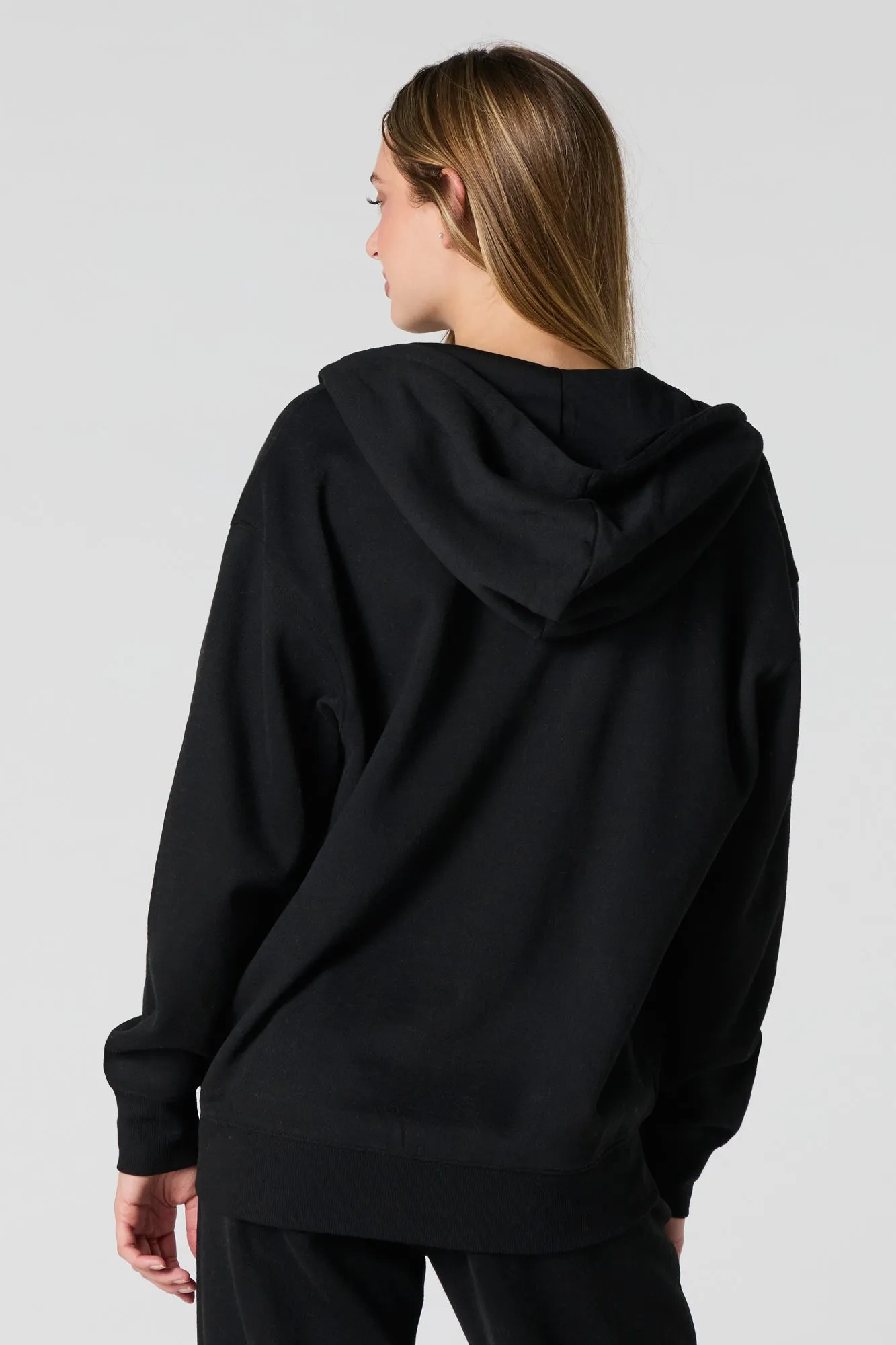 Oversized Zip-Up Fleece Hoodie