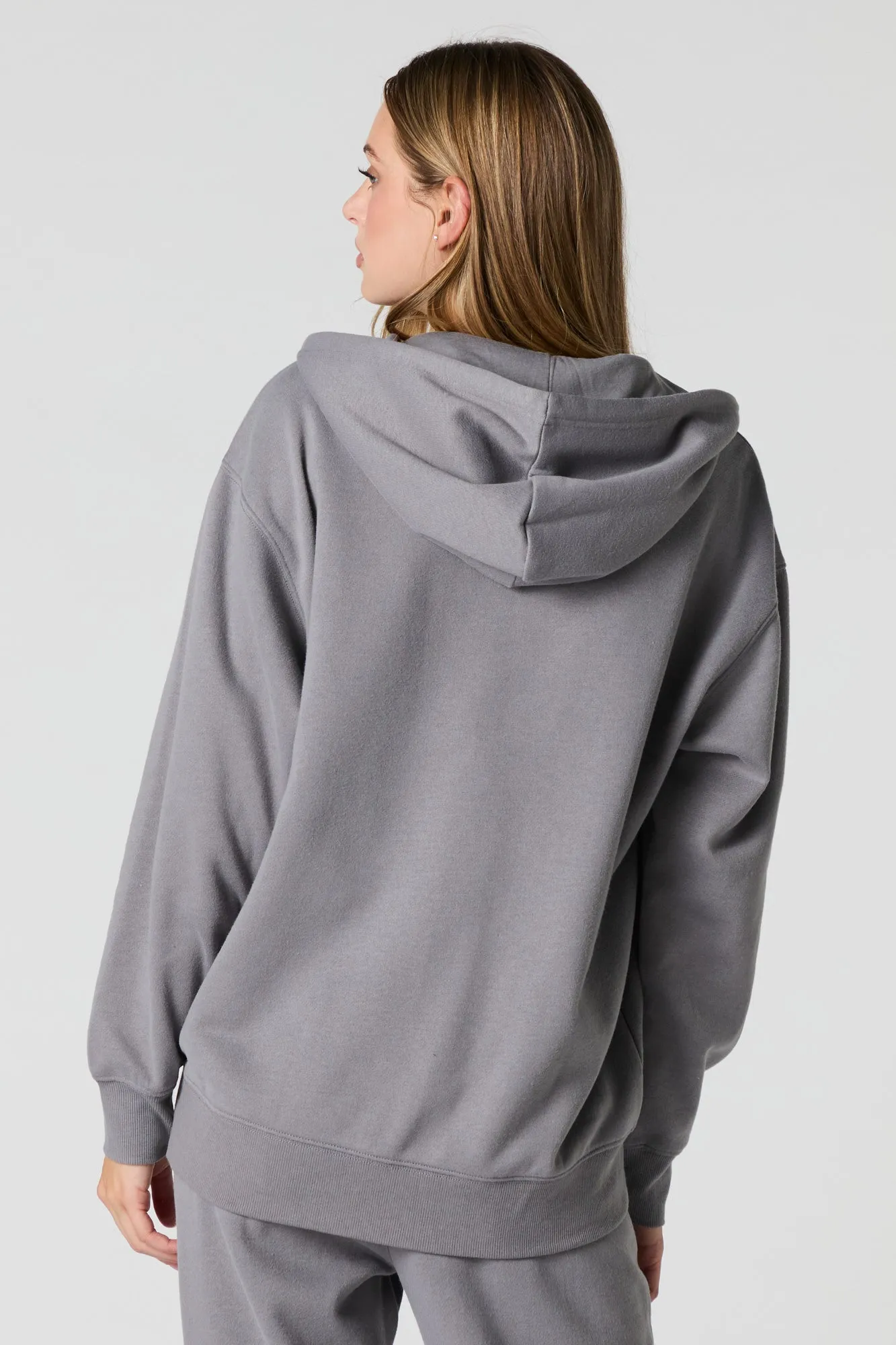 Oversized Zip-Up Fleece Hoodie