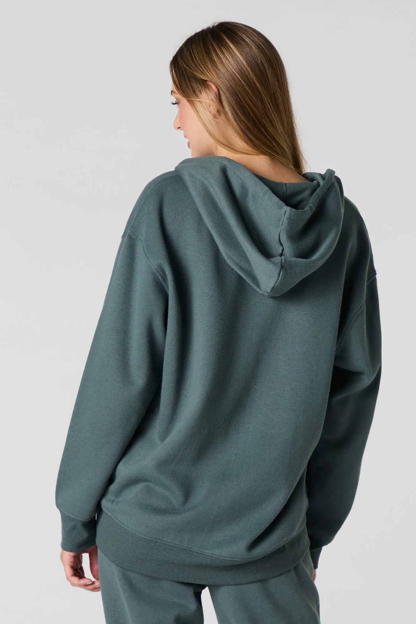 Oversized Zip-Up Fleece Hoodie