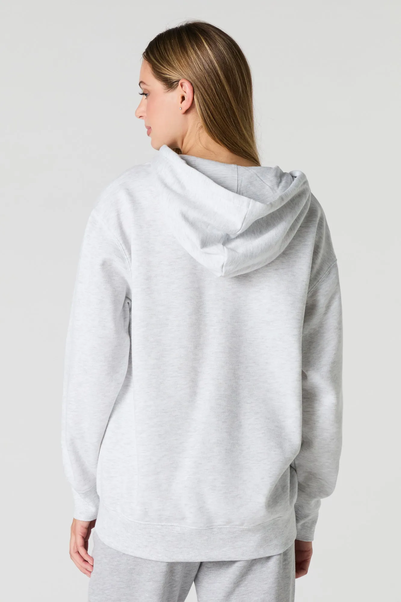 Oversized Zip-Up Fleece Hoodie