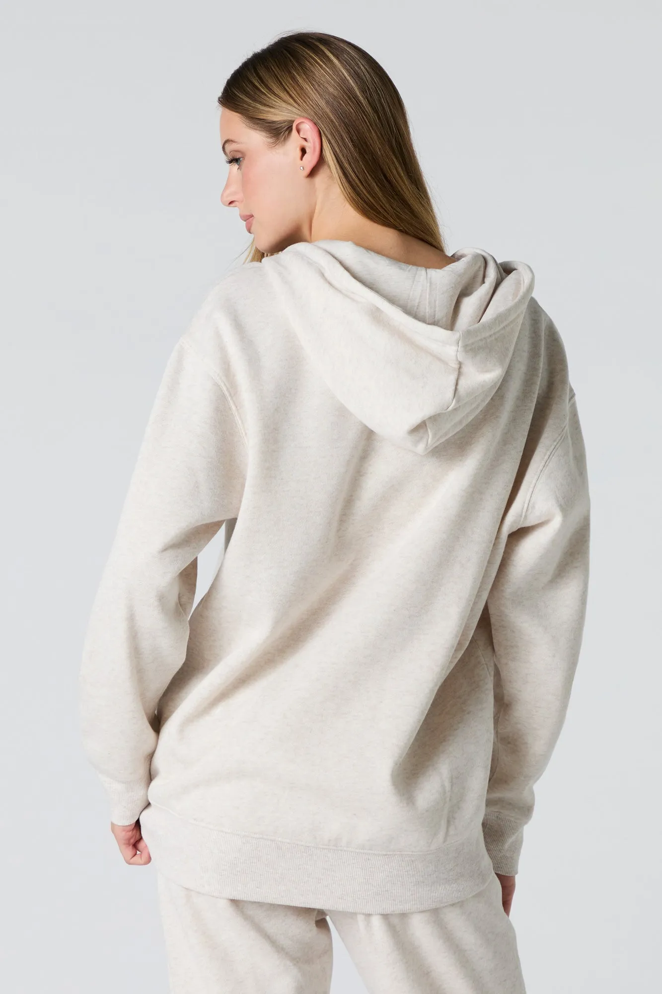 Oversized Zip-Up Fleece Hoodie