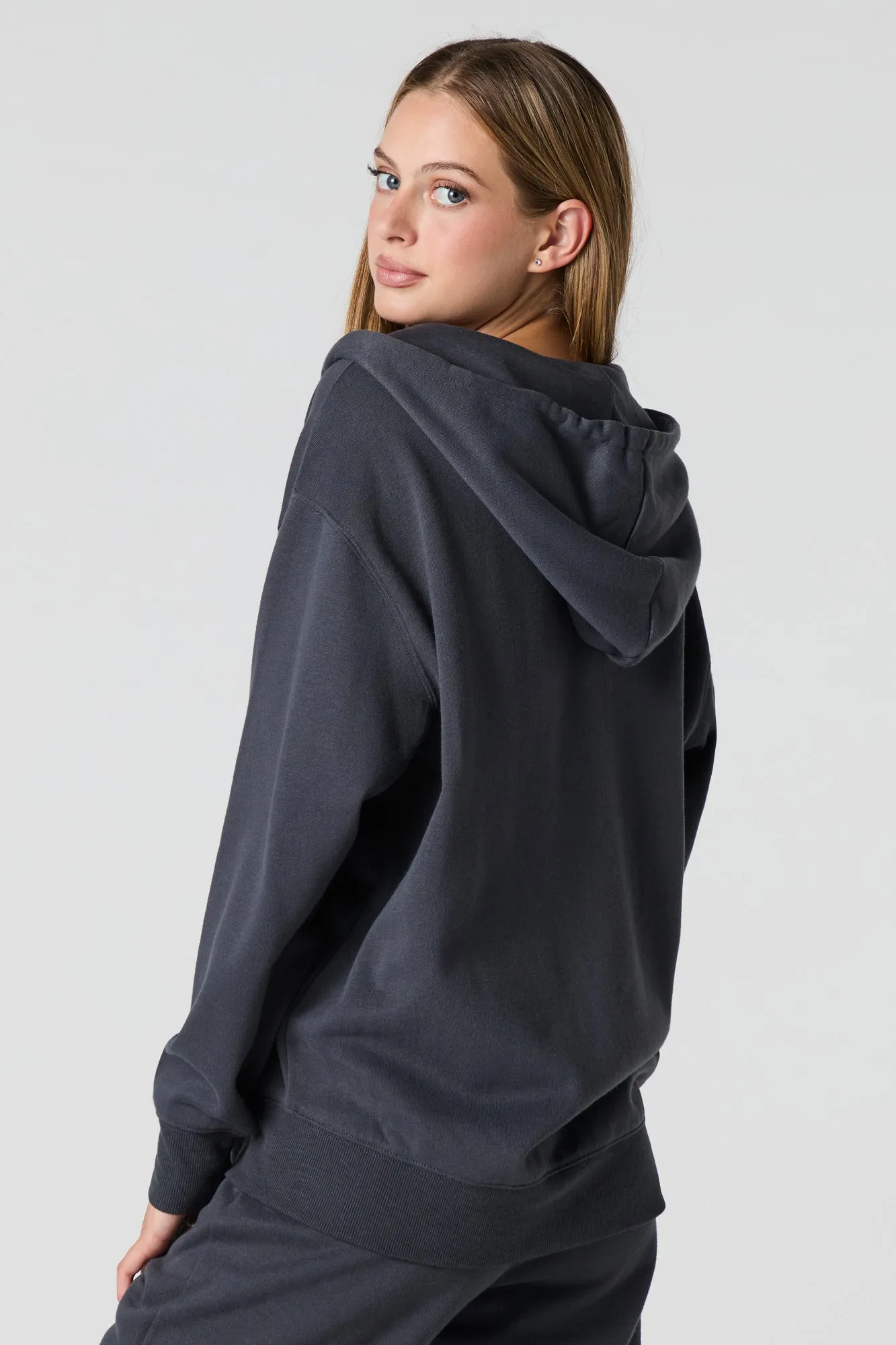 Oversized Zip-Up Fleece Hoodie