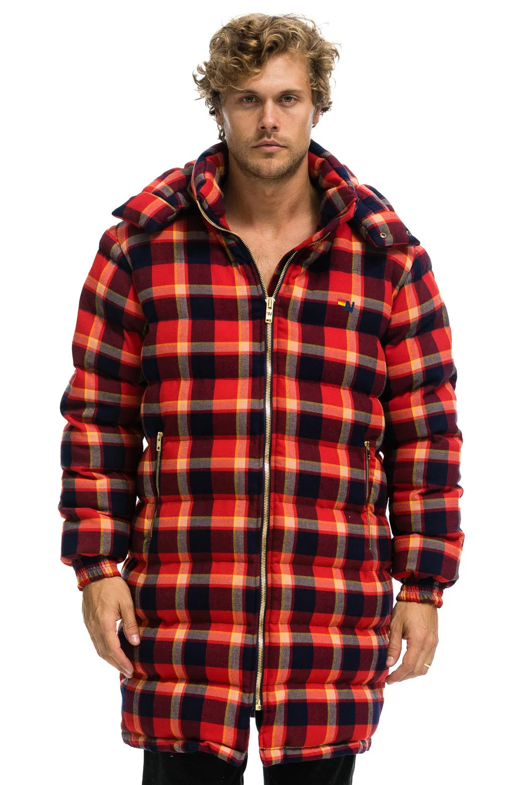 PLAID UNISEX LONG TREKKER JACKET - RUGBY PLAID