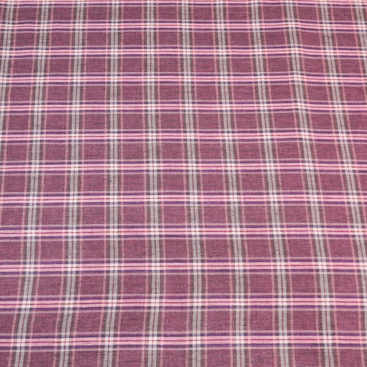 Purple Plaid Outlet Linen Suiting Holland & Sherry Fabric