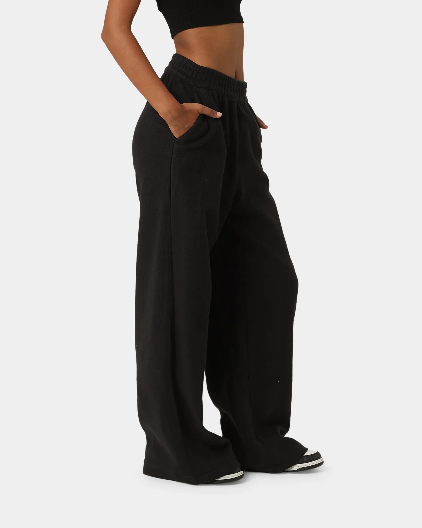 Reebok Women's Classic Fleece Wide Leg Pants Black