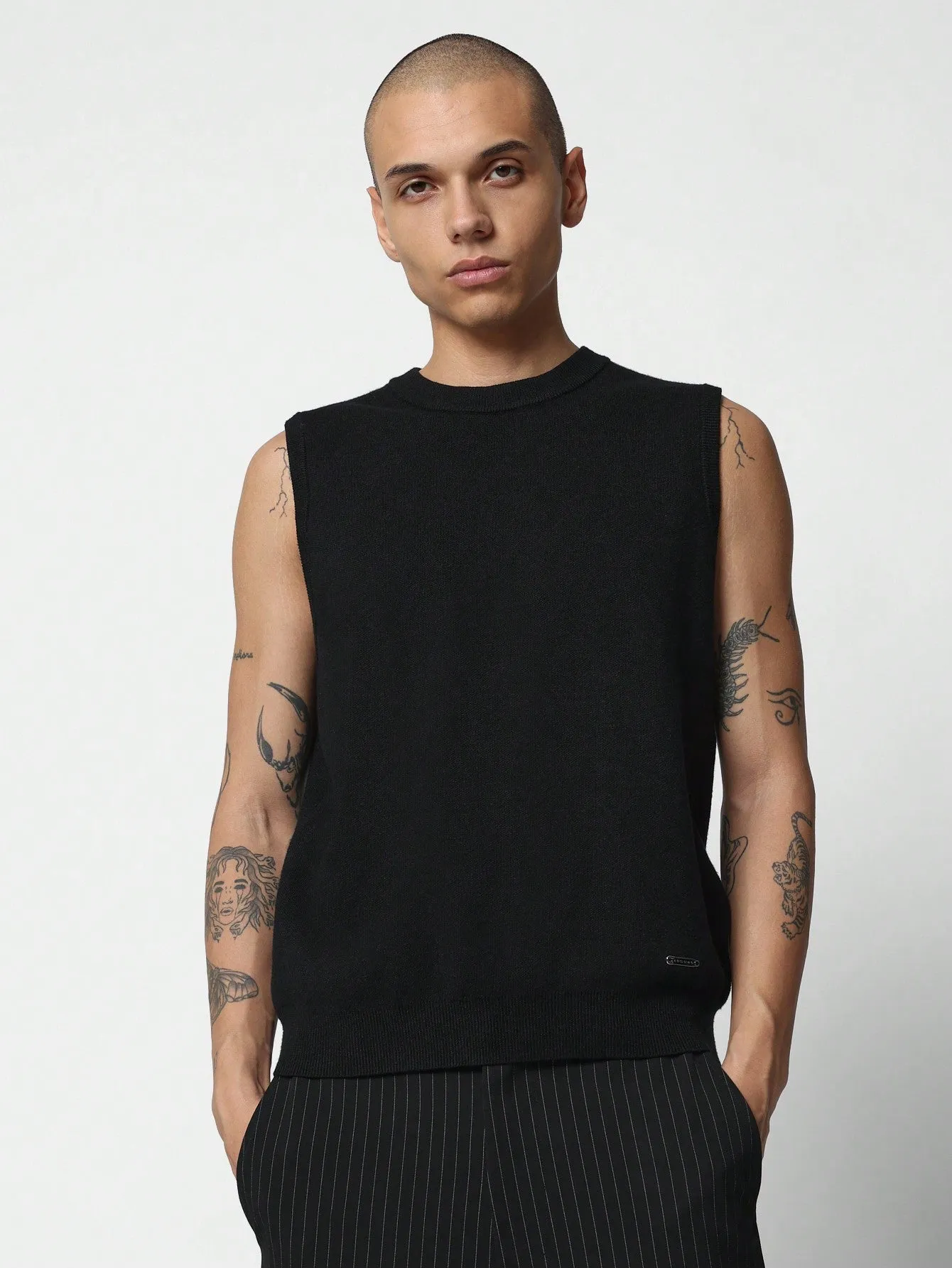 Regular Fit Sleeveless Knit Sweater