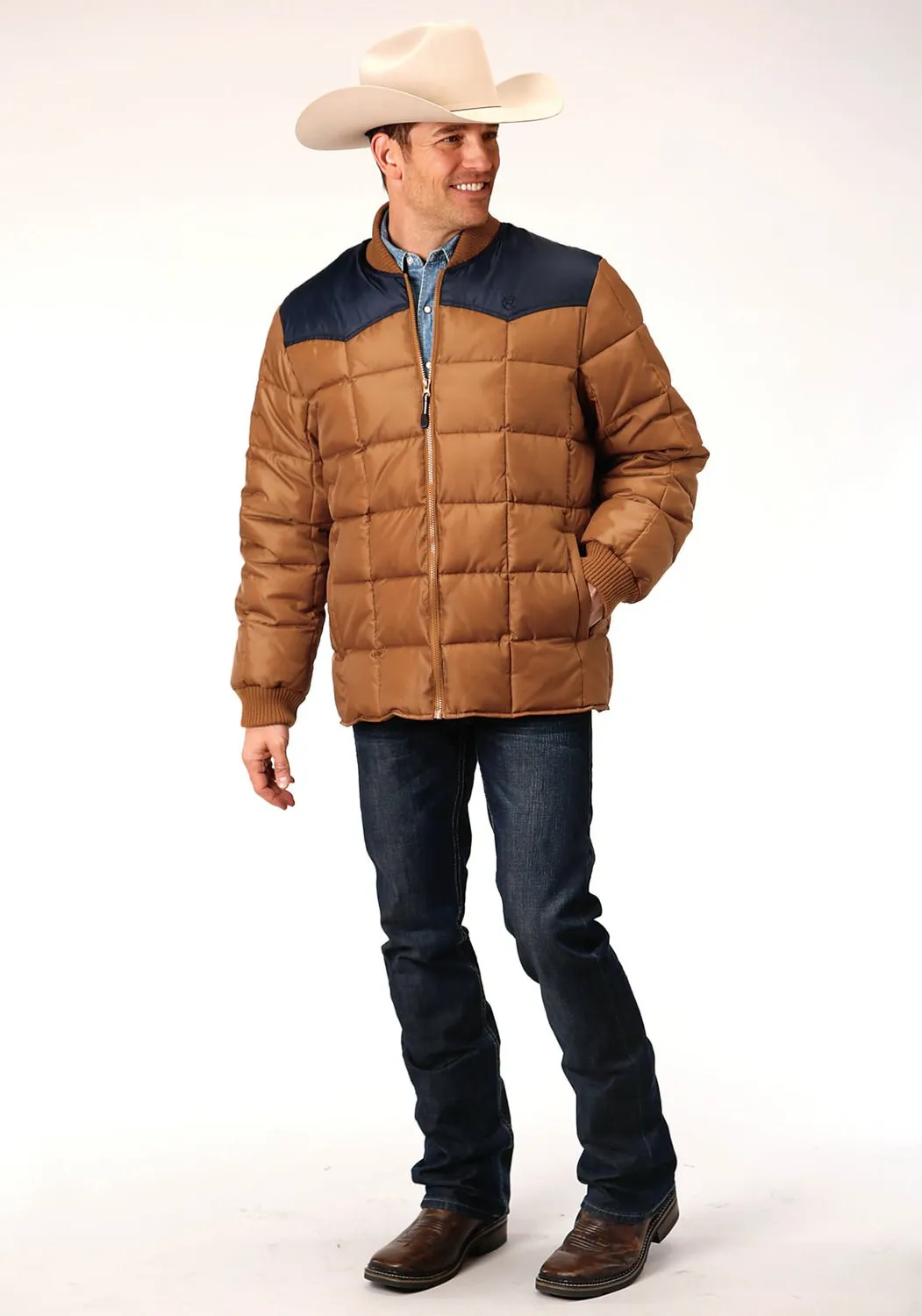 Roper Mens Brown Polyester Quilted Insulated Jacket