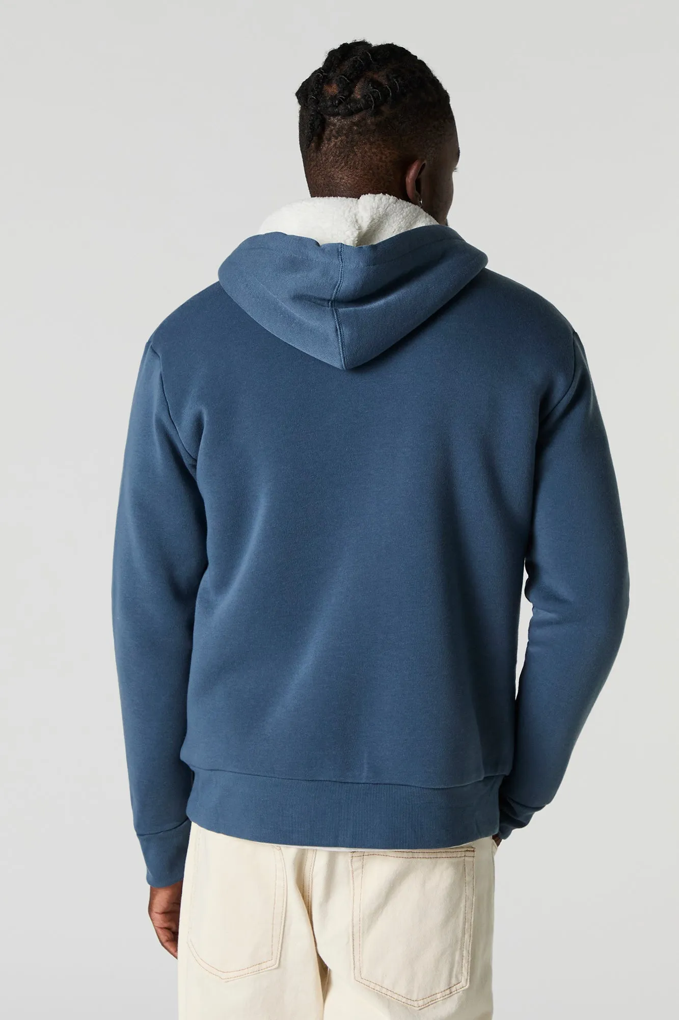 Sherpa Lined Zip-Up Fleece Hoodie