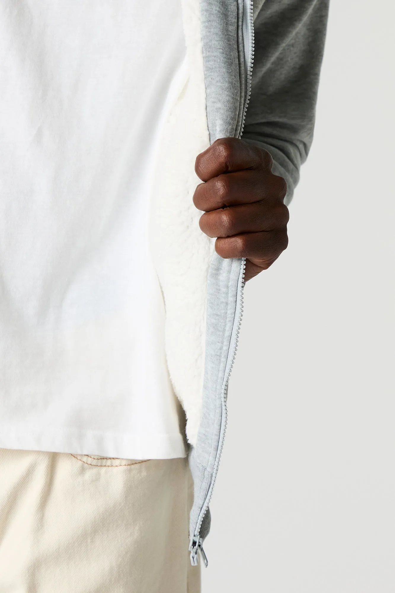 Sherpa Lined Zip-Up Fleece Hoodie