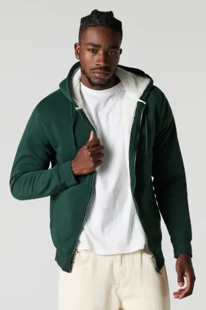 Sherpa Lined Zip-Up Fleece Hoodie