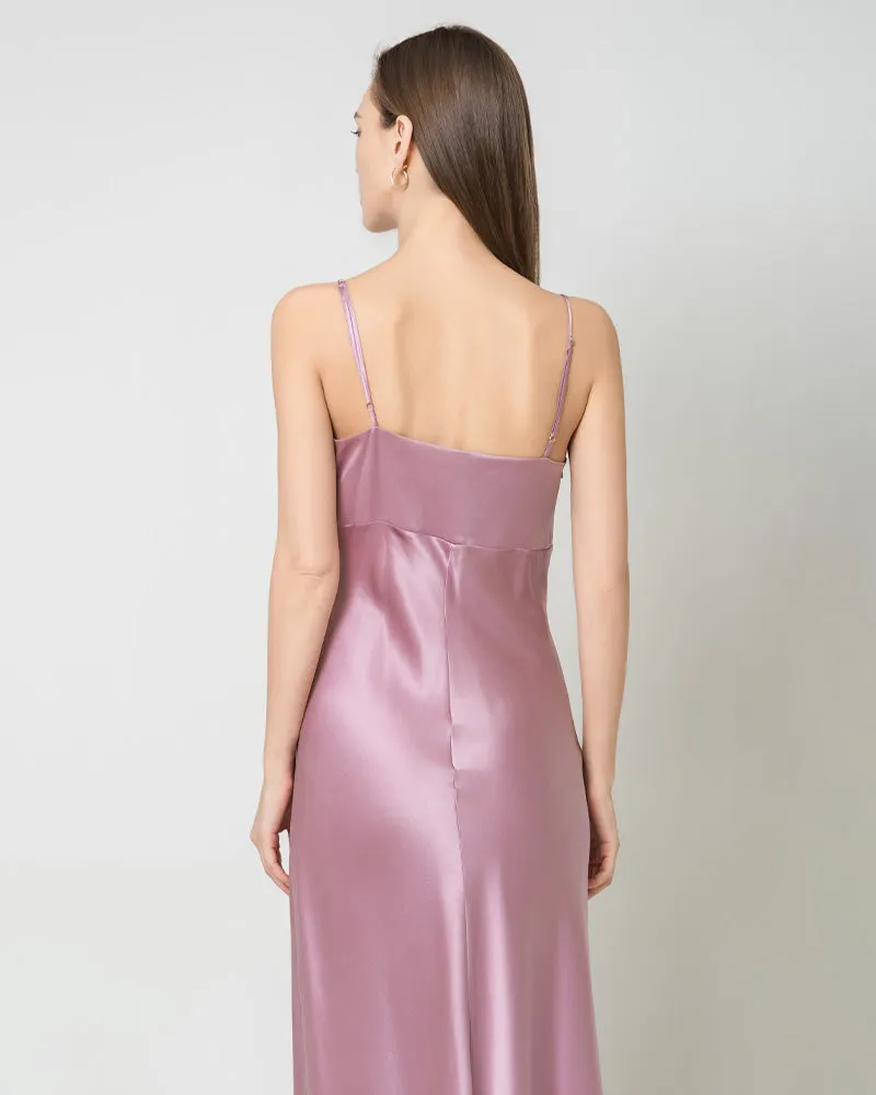 Solid Color Silk Satin Slip Long Dress