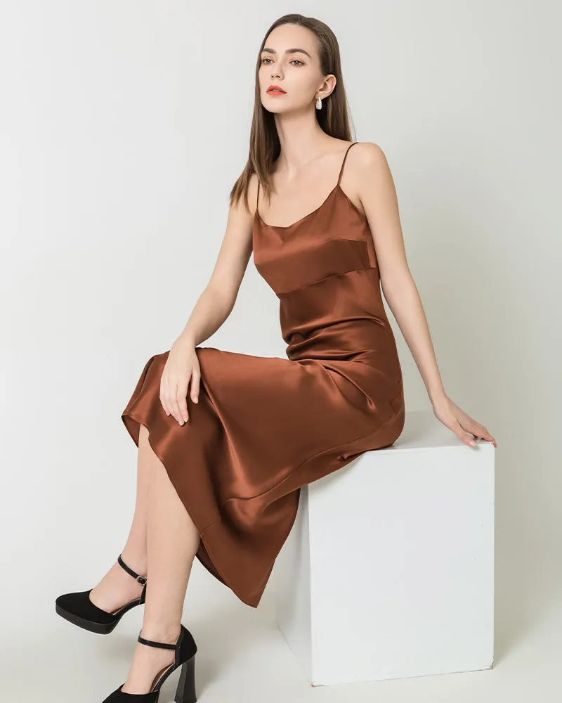 Solid Color Silk Satin Slip Long Dress