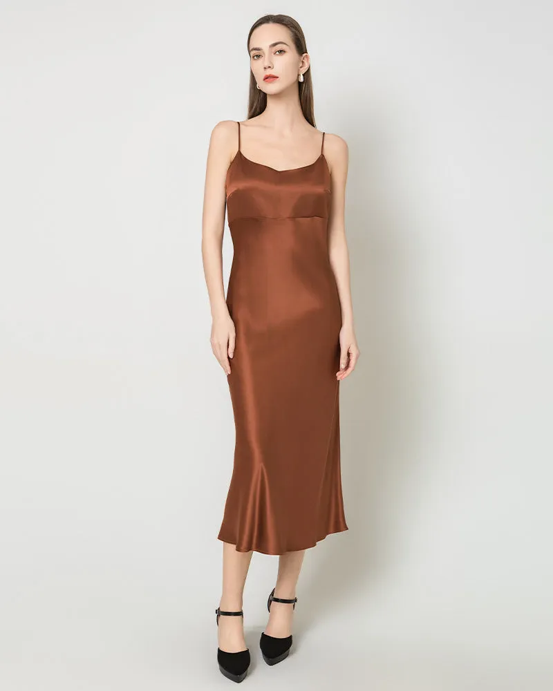 Solid Color Silk Satin Slip Long Dress