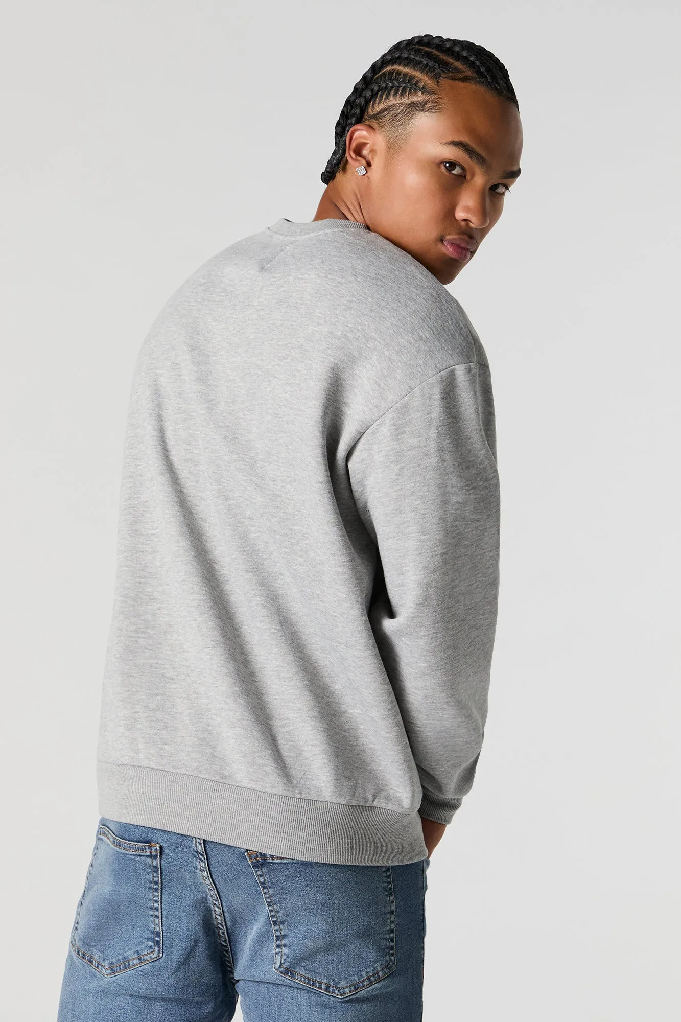 Solid Fleece Crewneck Sweatshirt