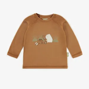 T-shirt brun à manches longues en jersey, bébé || Brown long sleeves t-shirt in jersey, baby