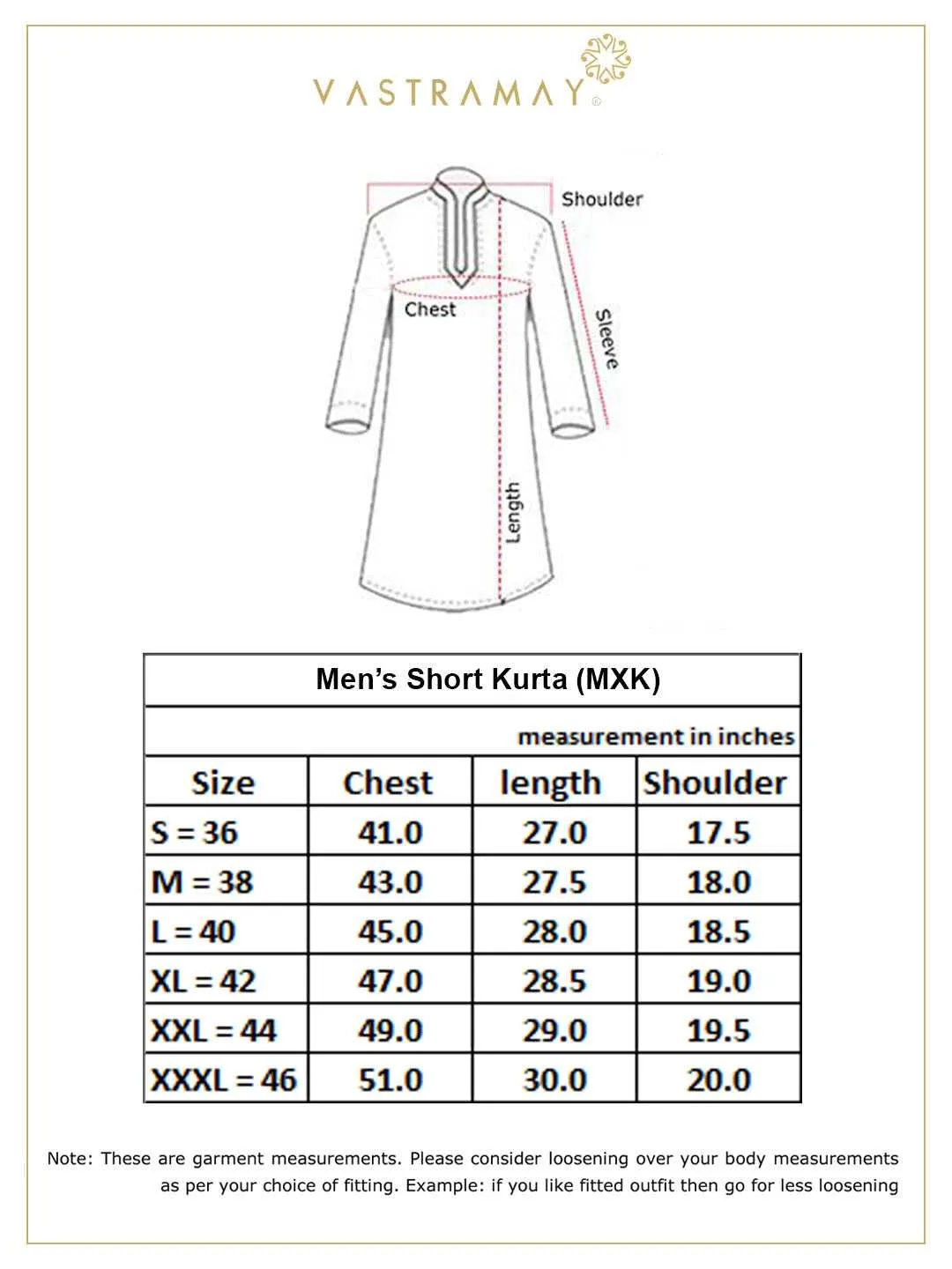 Vastramay Men's Printed Cotton Short Kurta