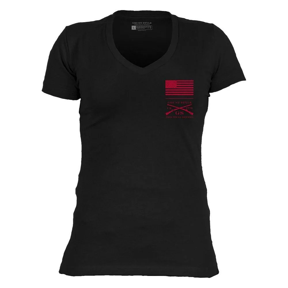 Women's Red Blood Blue Collar® V-Neck - Black