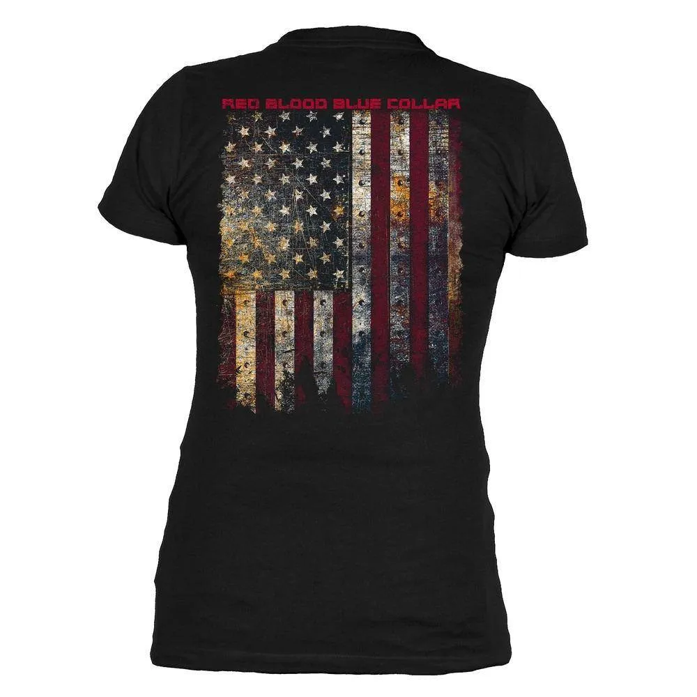 Women's Red Blood Blue Collar® V-Neck - Black