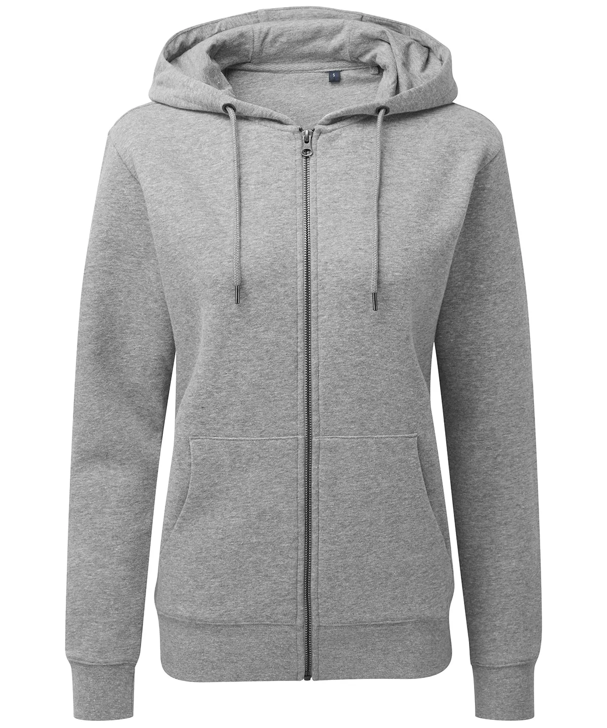 Womens zip-through organic hoodie | Heather Grey