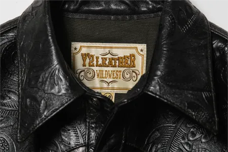 Y'2 Leather WJ-03 OIL SOFT HORSE×HORSE LIGHT (EMBOSSED LEATHER) SHIRT